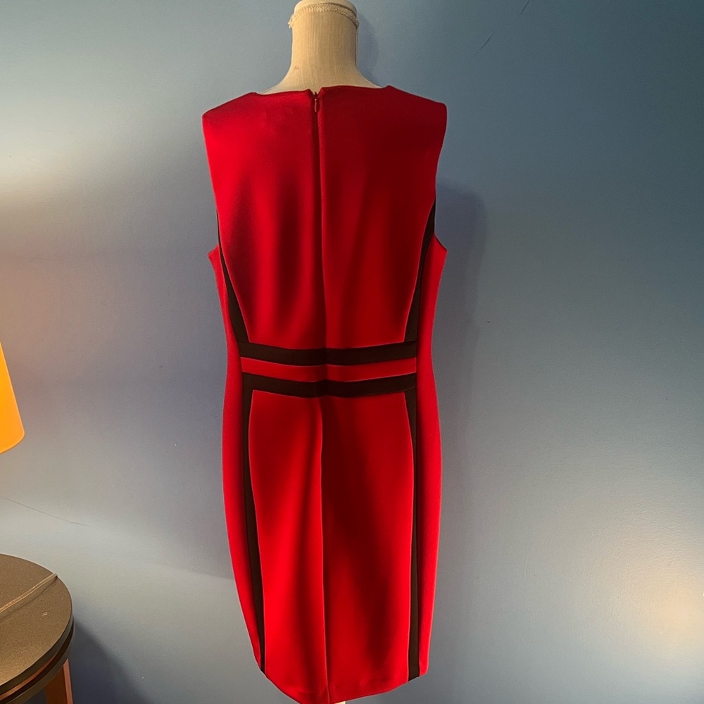 Calvin Klein Scarlet and Ebony Midi Dress, Size 16W - Picture 2 of 6